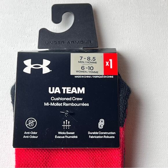 Under Armour UA TEAM Women's Cushioned Crew Athletic Sporty Socks Sz 6-10 - Picture 5 of 6